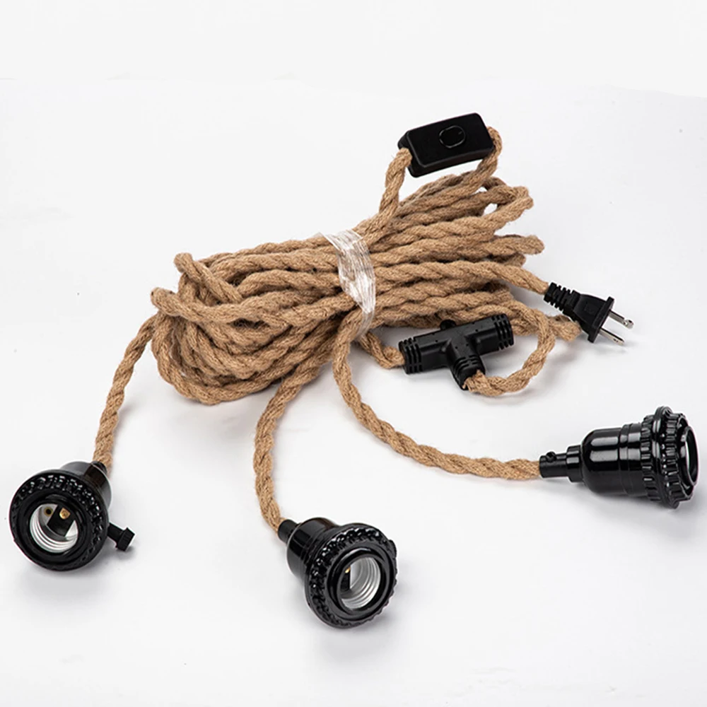 

Retro 3 Lamp Sockets Chandelier Cord Kit With Switch Plug-in Lamp E26 Lamp Suspension Lamp Cable For Retro Diy Decoration