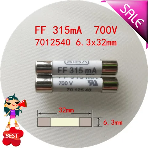 

Molten core fuse 7012540 FF 315 x32 ma AC 700 v 6.3 mm fuse tube