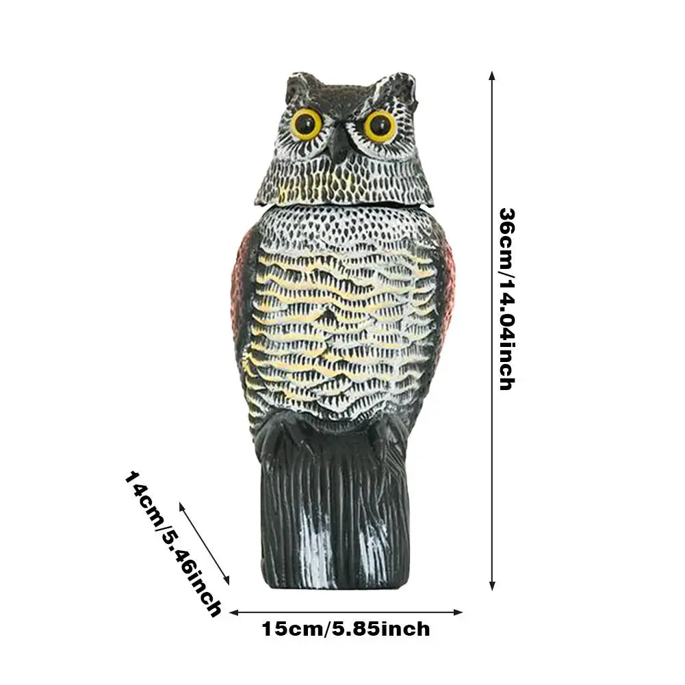 

Scarecrow Owl Realistic Bird Scarer Rotating Head Sound Owl Prowler Decoy Repellents Pest Control Garden Plant Protection