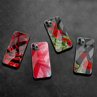 cutewanan red heart rose flower black cell phone case tempered glass for iphone 11 pro xr xs max 8 x 7 6s 6 plus se 2020 case