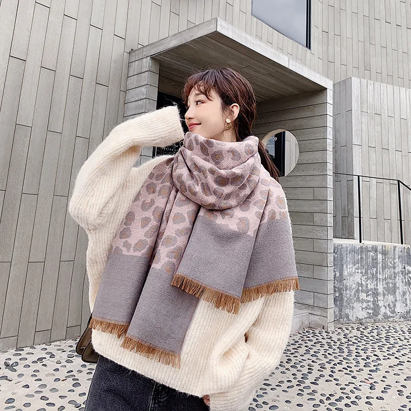 

Осень-зима 2020 новый корейский кашемировый женский шарф с леопардовым принтом модная теплая шаль с кисточками кашемировый шарф хиджаб шарф