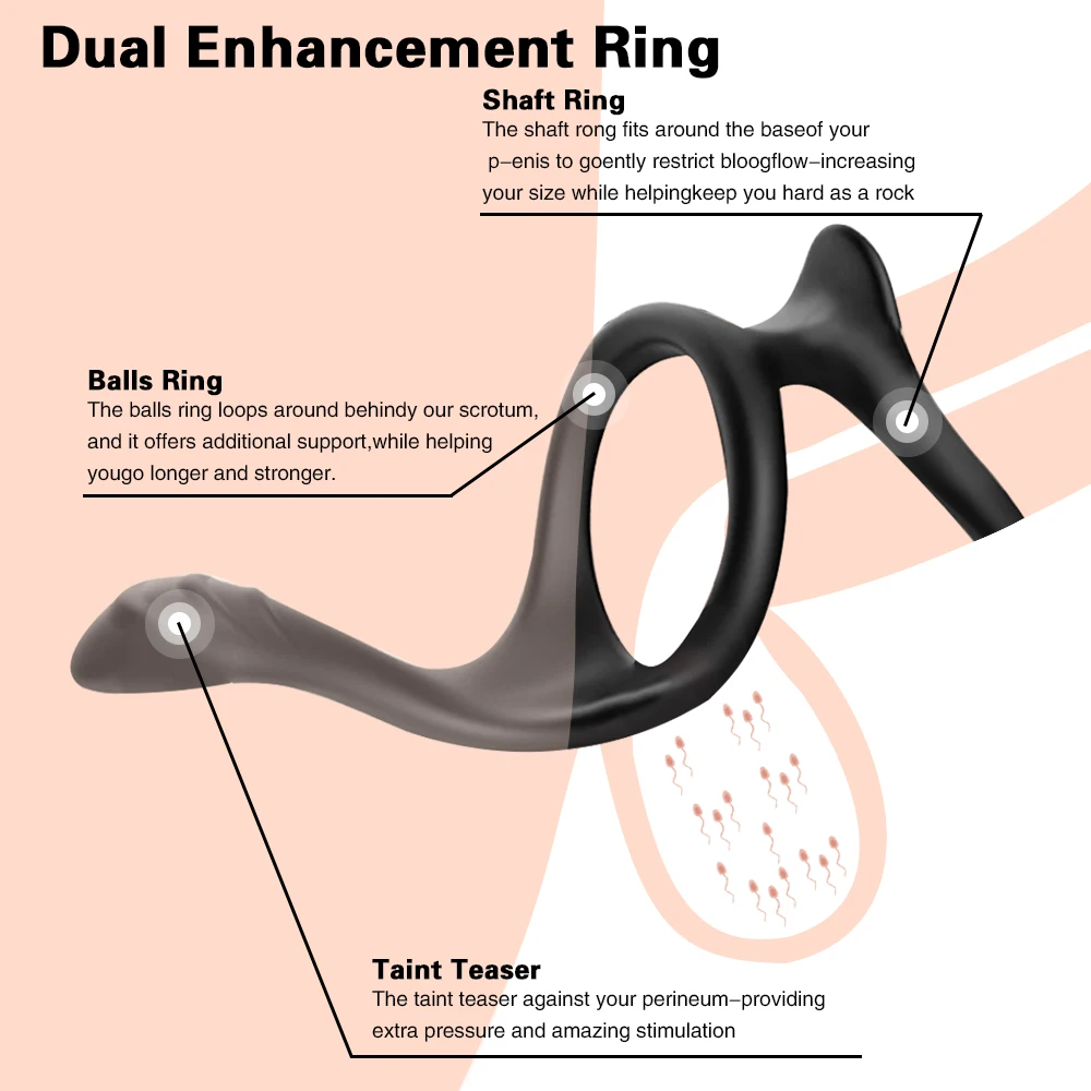 10 Mode Vibrating Penis Massager Ring Dildo Adult Sex Toys for Men Scrotum Male Chastity Cage Testicle Bondage Vibrator | Красота и