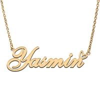 yasmin love heart name necklace personalized gold plated stainless steel collar for women girls friends birthday wedding gift