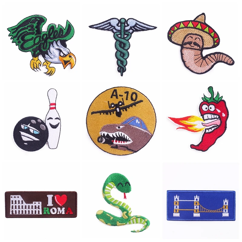 

Animal Patch Iron On Patches On Clothes Wilderness Embroidery Patches For Clothing Striped Badge Skull Patch Applique Decor DIY