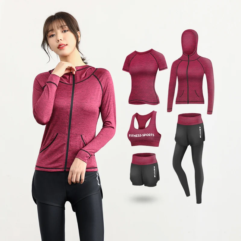 Спортивный костюм женский зимний 2020 комплект для йоги футболка + штаны дышащая