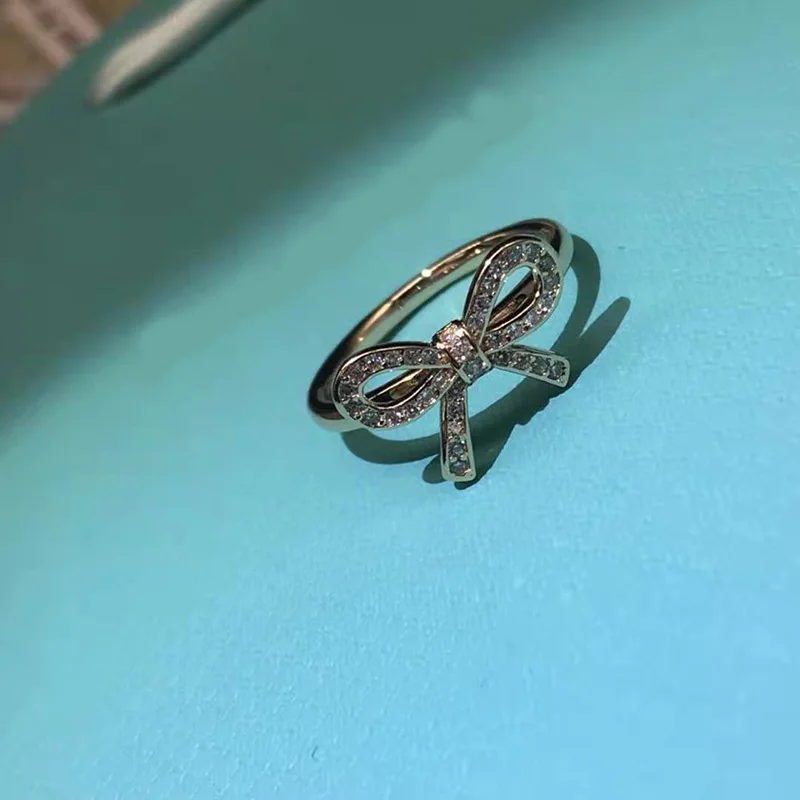 

S925 silver ring Fashion simple bow charm ladies ring Anniversary gift