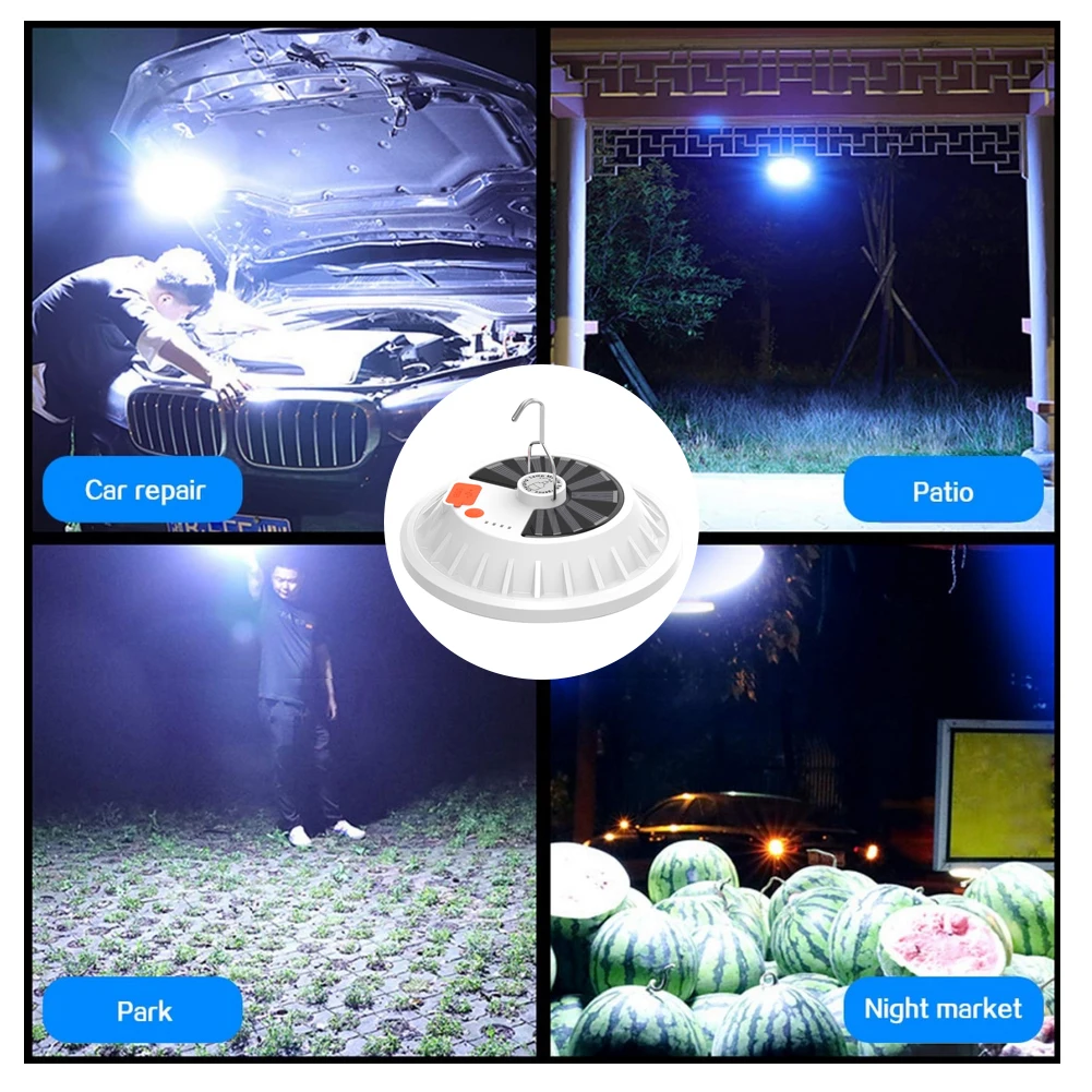 

120/60 LEDs Rechargeable LED Bulb Lamp Remote Control Solar Charge Lantern Portable Emergency Night Market Light Outdoor Camping