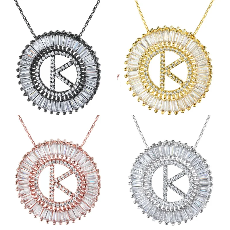 Медное циркониевое A Z ожерелье с подвеской в виде букв для женщин 26 цепочка