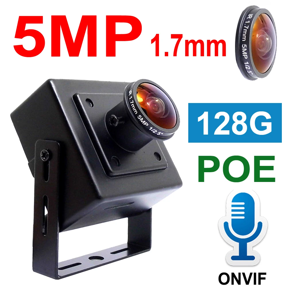 JIENUO панорамная 5 мегапиксельная мини POE аудио Ip камера 128G Cctv видеонаблюдения 1 7 мм