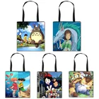 Симпатичные Мультяшные сумки TotoroSpirited awayPonyo женские сумки с принтом, сумка на плечо, сумка для книг для девочек, женские многоразовые сумки для покупок