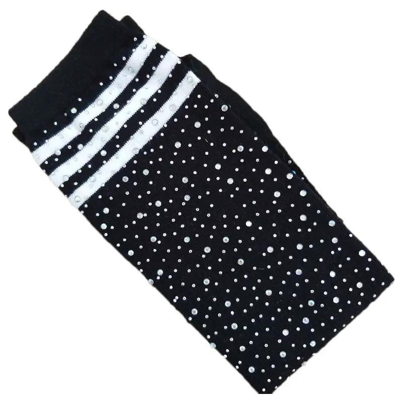 

Fashion Children Knee High Socks Colorful Striped Rhinestone Girls Stockings