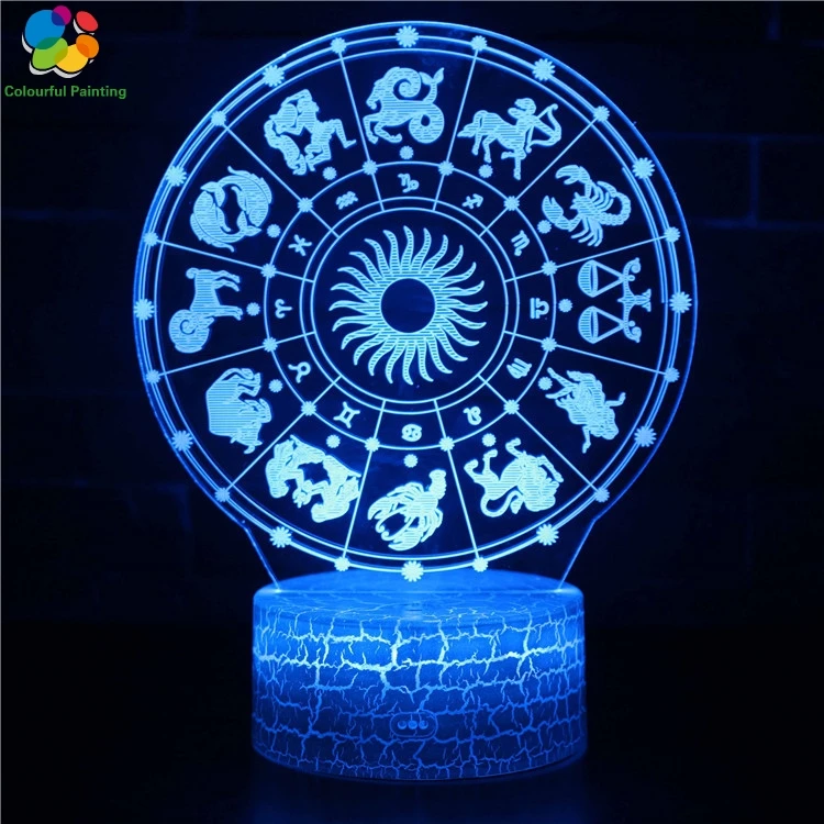 Двенадцать созвездий спокойной ночи Луны солнце звезда арт 3D светодиодный