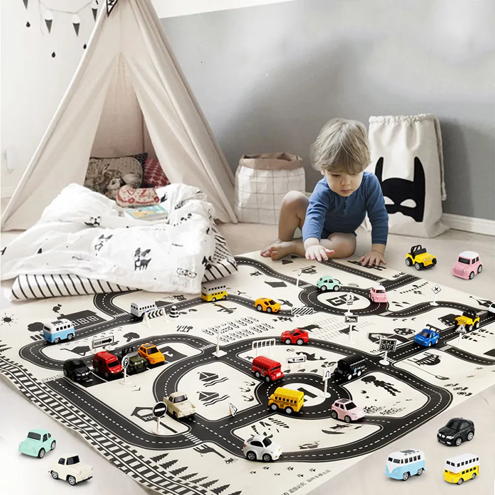 Kids Play Mat City Road Buildings Parking Map Game Scene Educational Toys high quality Pad Baby Rug for Children | Игрушки и хобби