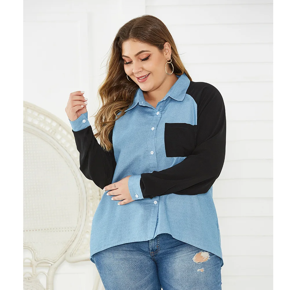 

Women's Size Plus Style V-Neck Solid Color Long Sleeve Blouse рубашка женская