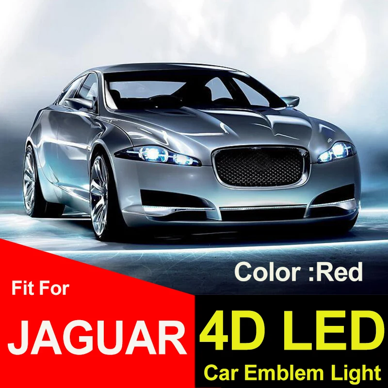 

8.5cm 7cm Red Decoration Shine 4D Light Car Emblem Covers Lamp Trunk Badge Sticker abs for XJ XJL XF Car Styling