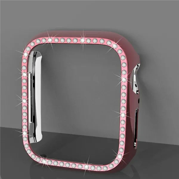 rose pink Защитная пленка для часов PC Бампер для apple watch 4 Чехол алмазные часы корпус 42 мм 38 мм для apple watch 3 2 44 мм 40 мм iwatch 4 - Цвет: rose pink