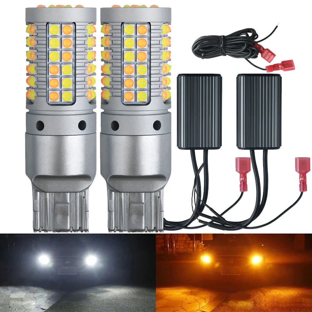 Canbus DRL LED P21W PY21W BA15S BAU15S T20 7440 W21W T25 3156 3030 69LED Dual Mode Daytime Running Light Turn Signal Light DC12V