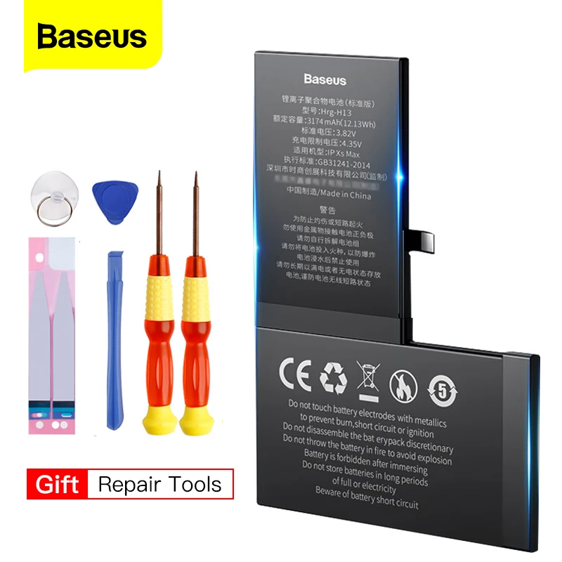 baseus battery for iphone xs max xr original high capacity bateria replacement batterie for iphone x phone battery bateria tools free global shipping