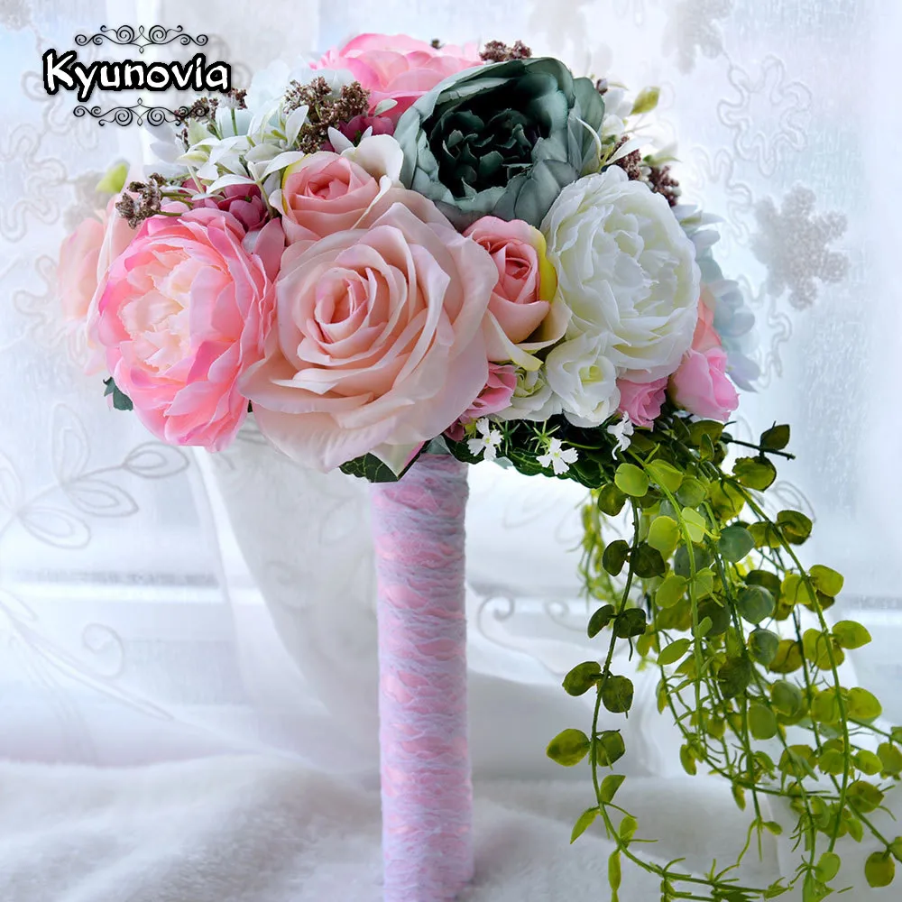 

Kyunovia Beautiful Bouquet Wedding Flowers Country Bouquet Bridesmaid Bouquets Roses Hydrangea Bridal Bouquet 2 Style GC37