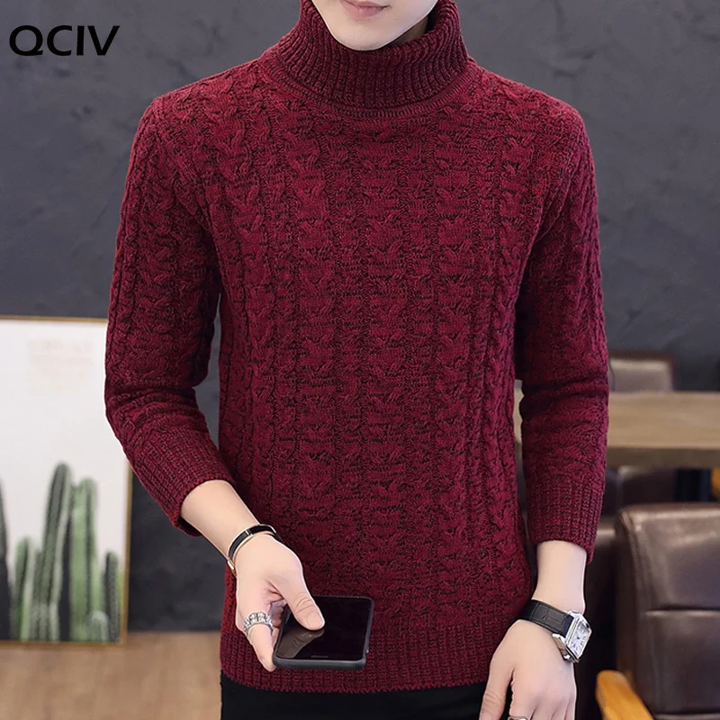 

Autumn New Solid Colors Jumper men Turtleneck Sweater Dress winter High Elasticity Slim Pullover Men Knitwear Men Clothing
