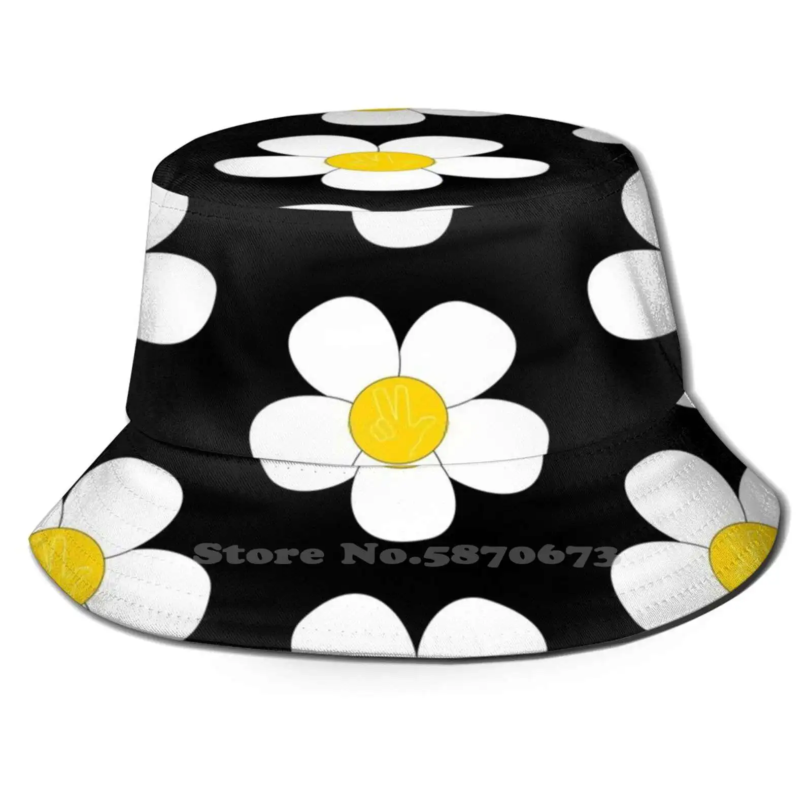 

The Peacelove Happy Flower-Yellow And White Korean Ladies Outdoor Sun Hat Bucket Cap Thepeacelove Peace Love Life Udou