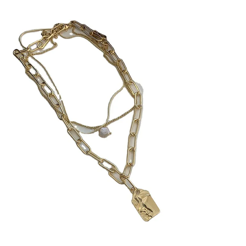 

Hip Hop Chunky Cuban Chain Portrait Pendant Necklace for Women Gold Wide Hollow Link Abstract Face Necklaces Retro Jewelry