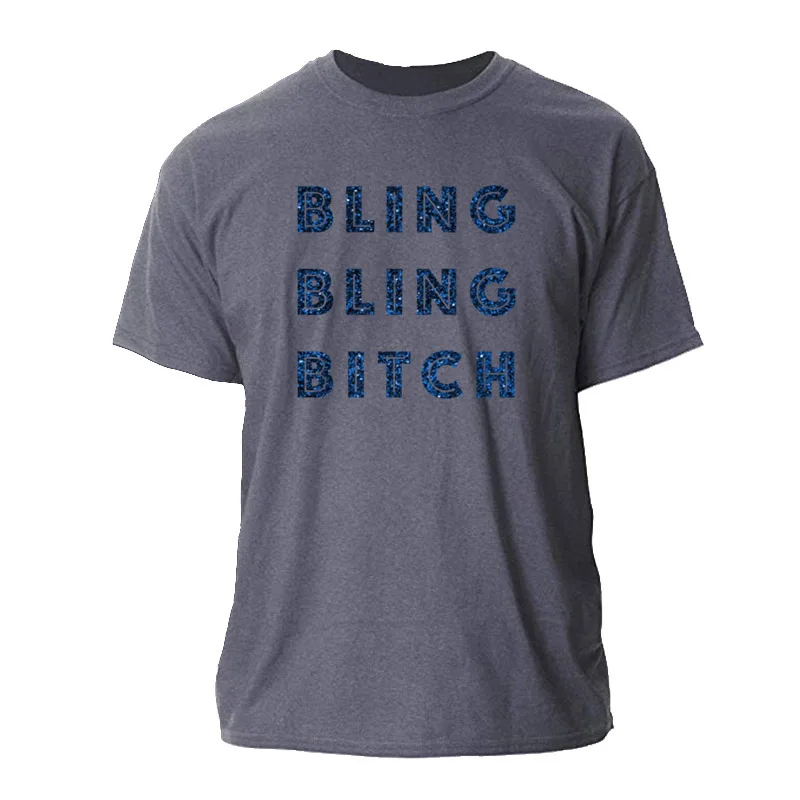 Футболка с принтом BLING BITCH Мужская футболка 2020 крутая мужская размера плюс 3XL