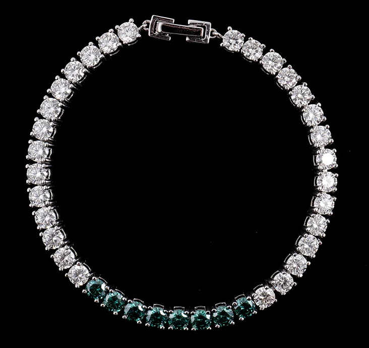 Браслет для тенниса из серебра 925 пробы с муассанитом длиной 17 см|Гибкие и жесткие