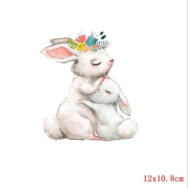 Симпатичный кролик теплопередача виниловый утюжок переводная наклейка для