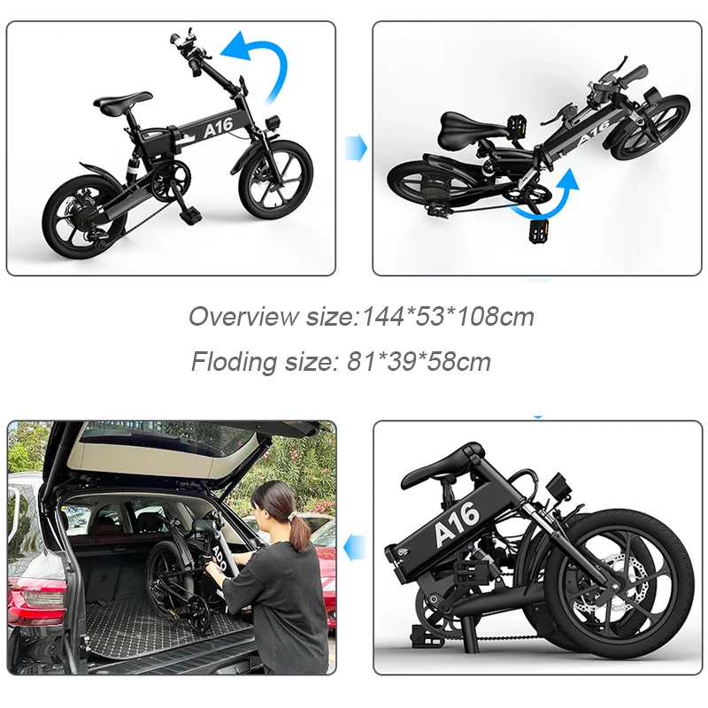 

[EU STOCK] ADO A16 Electric Bicycle 350W Electric Bike 16inche Floding Ebike 25km/h Max Speed Men Women City BIke Mountain ebike