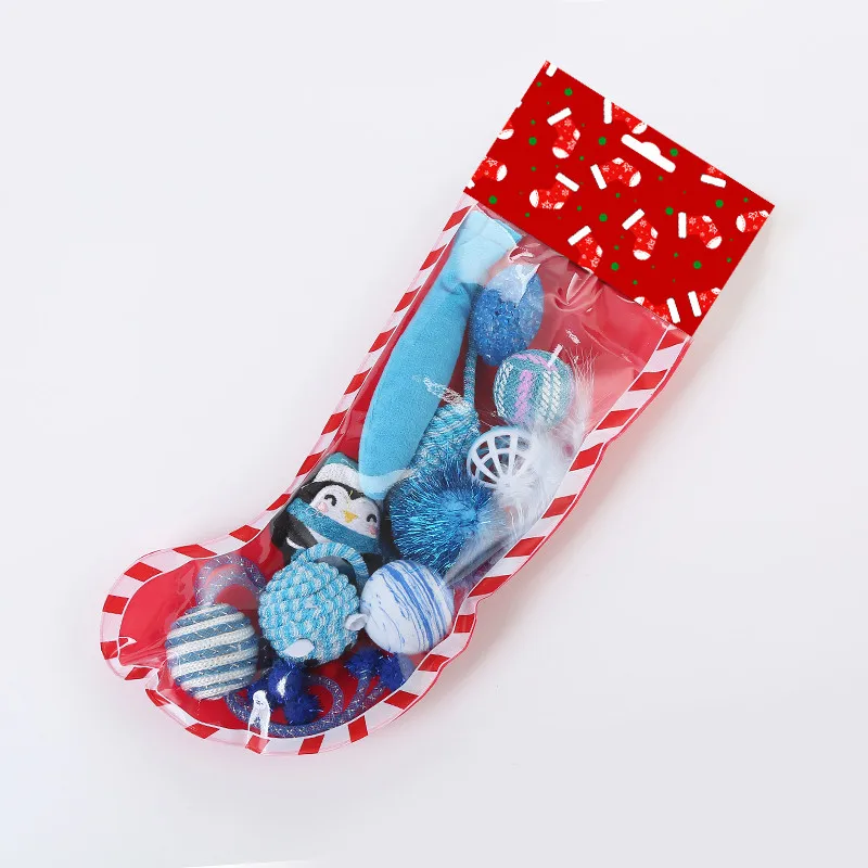Cat Toy Christmas Socks Plush Padding Built-in Sound Device Elastic Line Mouse Decoration Pet Tool | Дом и сад