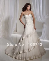 free shipping 2016 new style sexy bride wedding custom size crystal beading tiered wedding dress