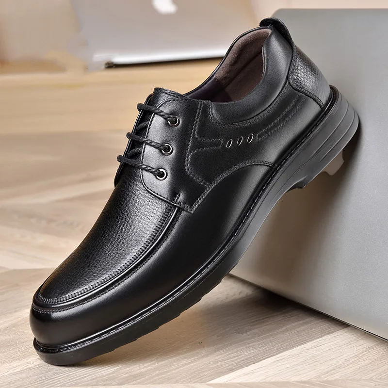 

Мужские деловые туфли из воловьей кожи на шнуровке, повседневные Мягкие лоферы, мужские кожаные туфли, Нескользящая дышащая обувь для мужчи...