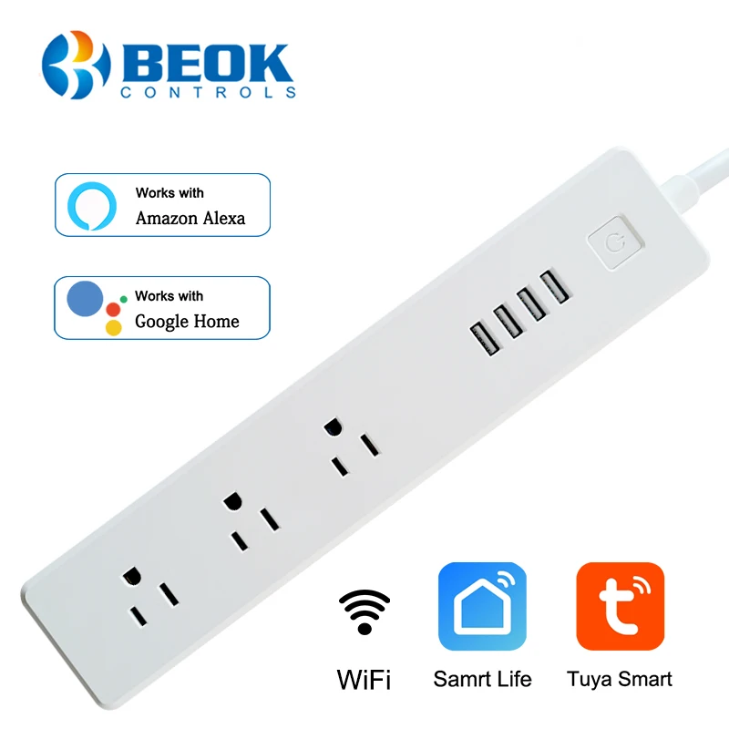 Удлинитель с поддержкой Wi-Fi Tuya Smart Power Strip британские розетки USB-порт таймер Life эхо