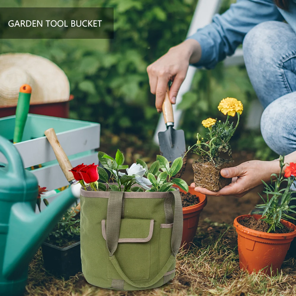 

Bucket Tool Organizer Bucket organizer Garden Tools Storage Bag, with Pockets Garden Tote Canvas, Garden Tool Set Kit