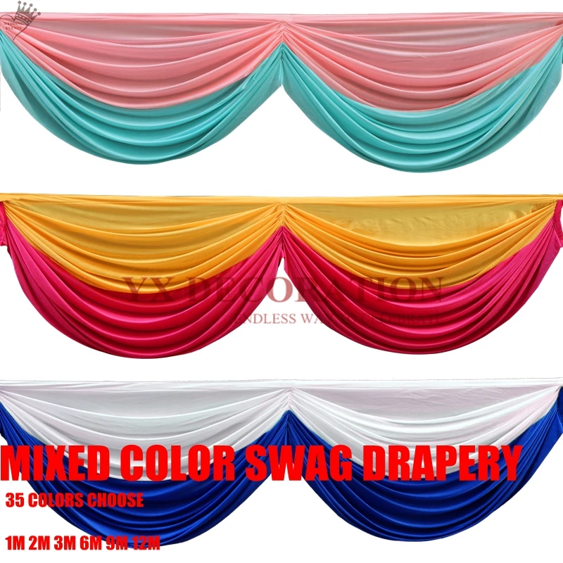 Новый Дизайн смешанный цвет Топ Swag занавес для свадебного фона сценический фон