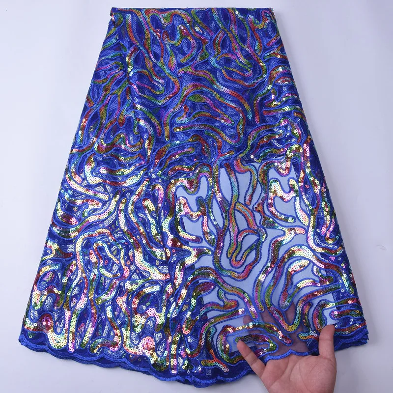 Новейшая цветная кружевная ткань с блестками африканская сетчатая французский
