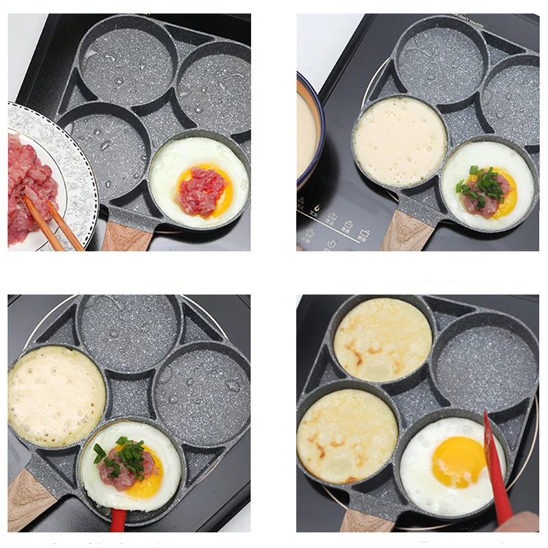 

4 Cup Egg Pan with Non Stick Aluminum Coating Egg Frying Pan Pancake Pan Multi Purpose for Frying Eggs Burgers --M25
