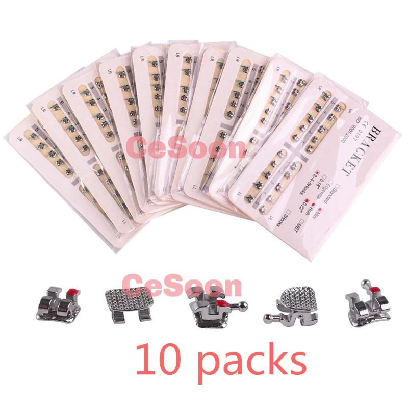 200 шт./10 упаковок Стоматологические Ортодонтические металлические скобы с прямой