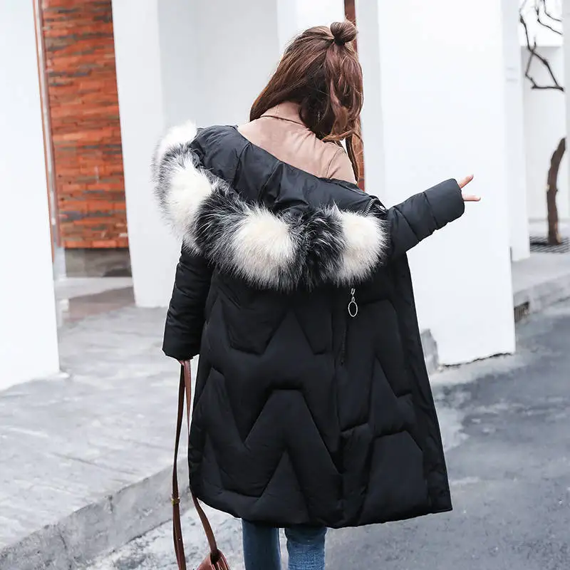 Зимние женские пуховики зимняя куртка большое меховое толстое изящное длинное