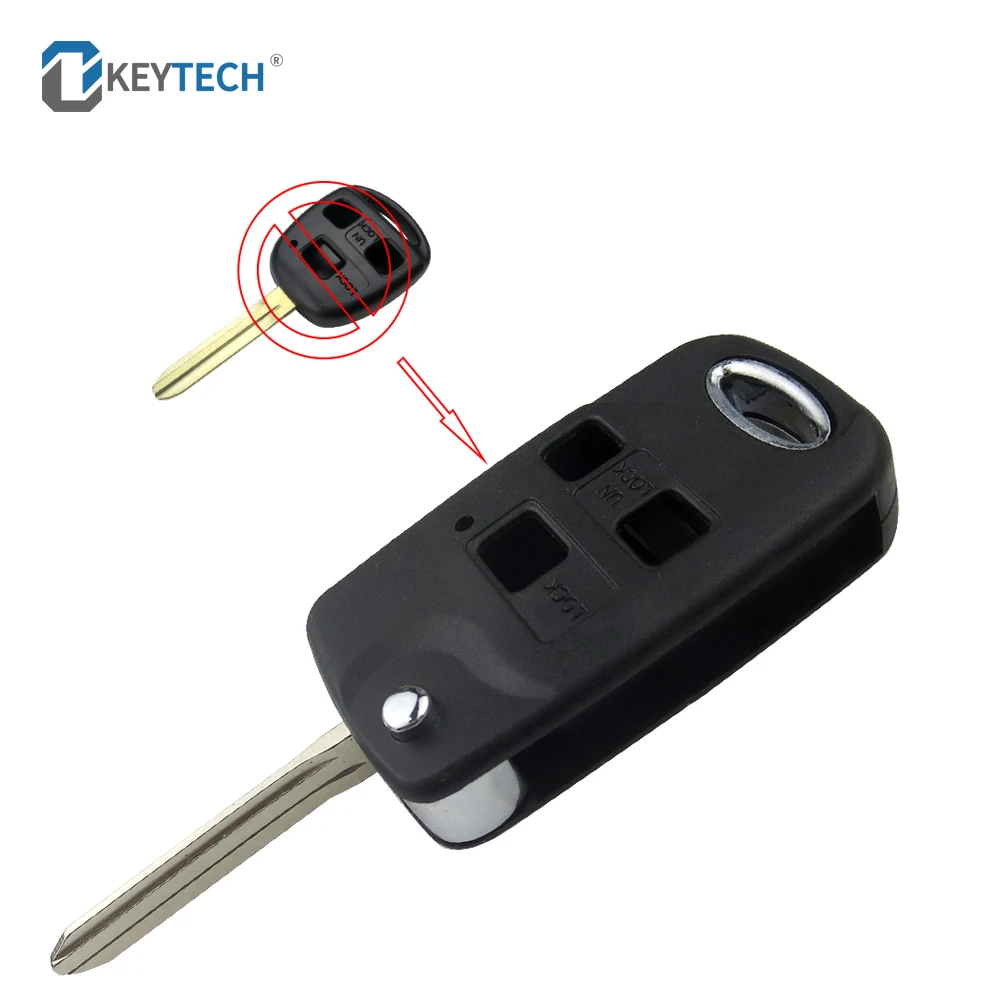

OkeyTech Modified Flip Folding Remote Car Key Shell 3 Buttons Pad For Toyota Celica Avensis RAV4 Prado Camry Uncut TOY47 Blade