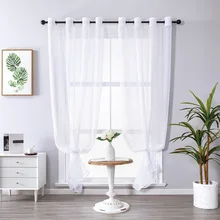 Modern Multi-Color Solid Tulle Sheer Curtains Linen for Living Room Kitchen Cotton Curtain French Window Finished Draping Drapes (4)