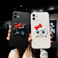 luxury 3d cute bowknot cartoon cat phone case for iphone 11 12 pro max xs max x xr 8 7 plus 12 mini se 2020 silicone cover case