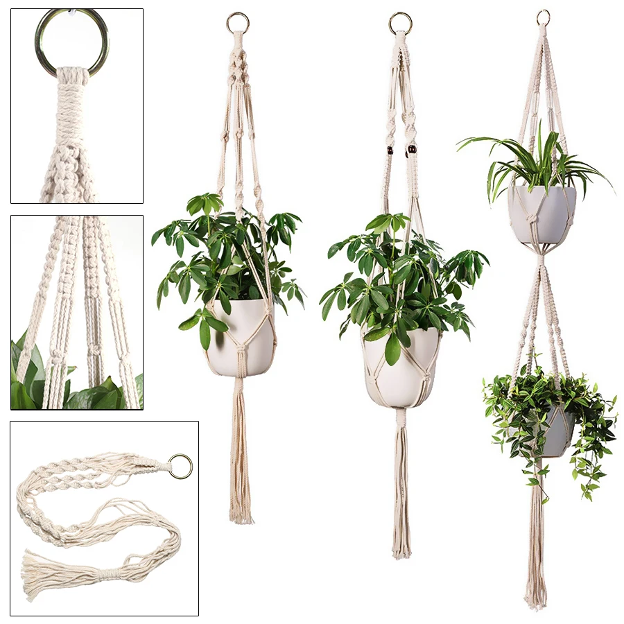 

Hanging Plant Handmade Macrame Plant Hanger Flower Pot Planter Hanger Wall Decor Courtyard Garden Hanging Planter Hanging Basket