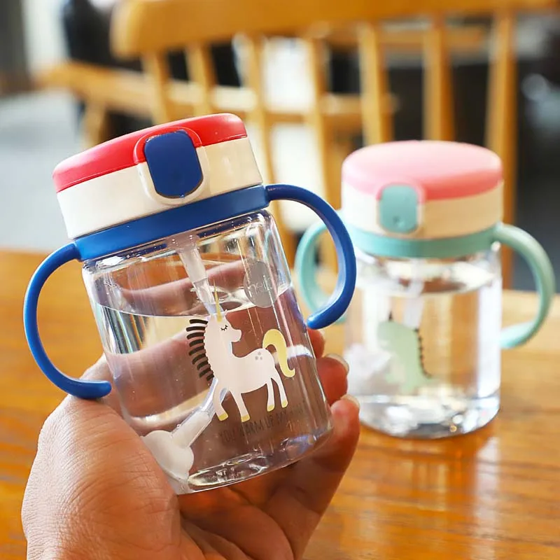 Поворотная детская чашка для питья с двойной ручкой и откидной крышкой
