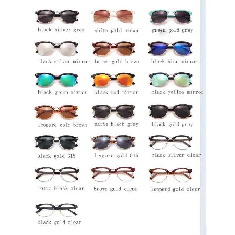 

Men UV400 Sunglasses Men Women Luxury Vintage Semi-Rimless Brand Designer Fashion Mirror Shades For Female Rays Sun Glasses