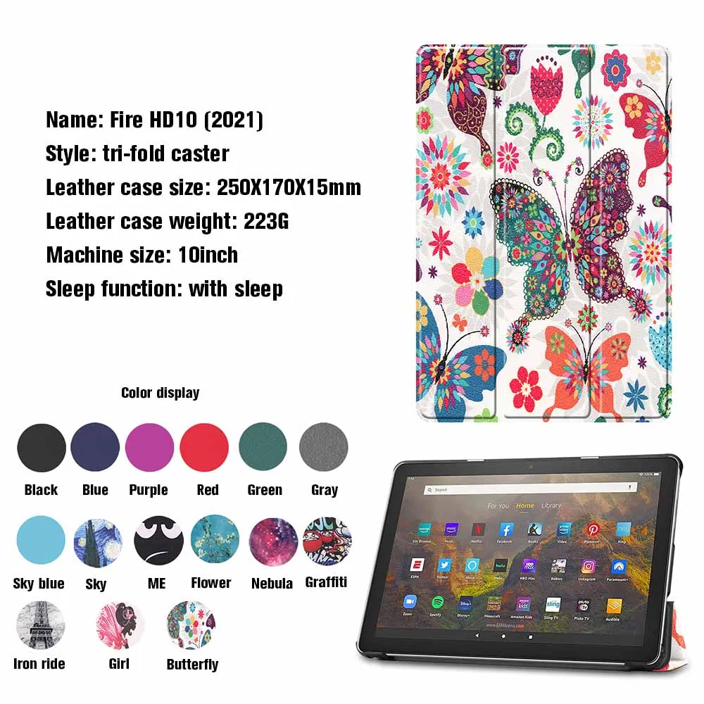 

Складной кожаный чехол для планшета Fire Hd 10 с магнитной подставкой, новинка 2021