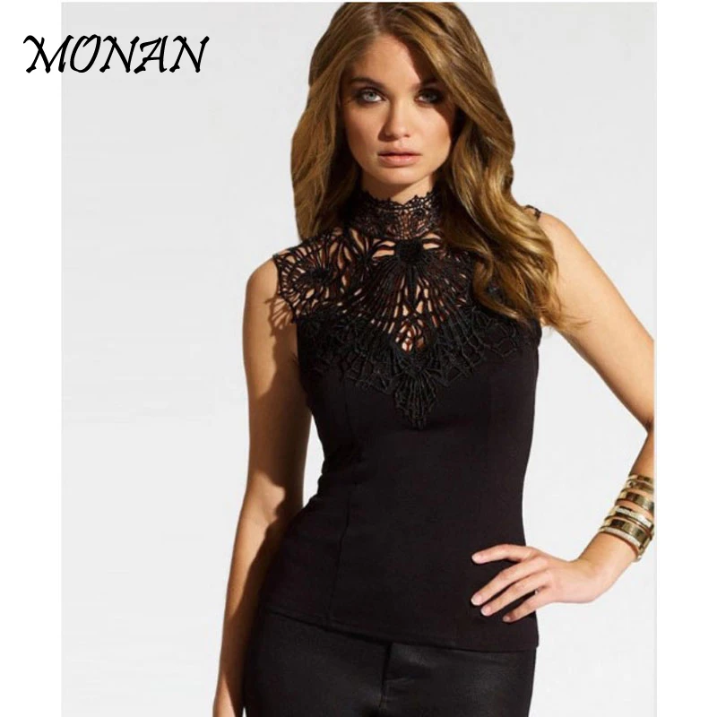 Летняя мода 2019 женские Кружевные блузы Женские однотонные повседневные без