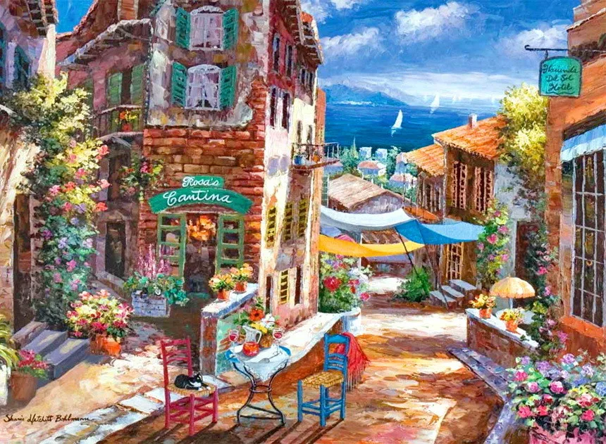 

European Town - Alley Scenery For Embroidery Needlework 14CT Counted Unprinted DIY Cross Stitch Kits Handmade Art Wall Decor