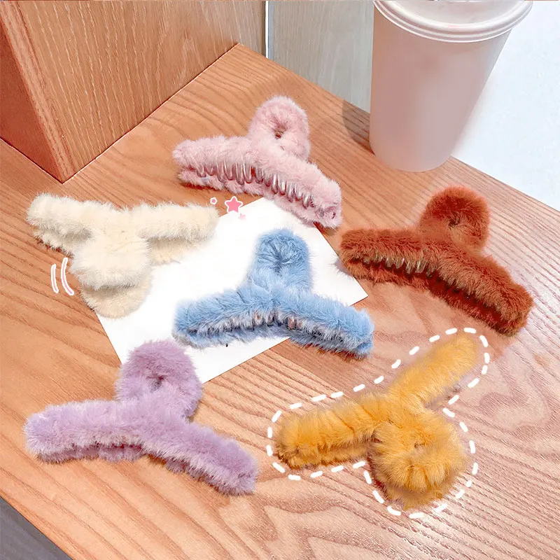 

Faux Rabbit Fur Hairpin Plush Hair Claws Geometric Furry Cross Hair Clip Women Hair Accessories Makeup Hair Styling Barrettes